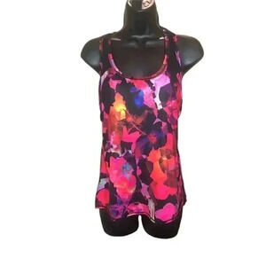 ATHLETA Performance Mystique Chi Mesh Tank Top Floral Pink - Size Small